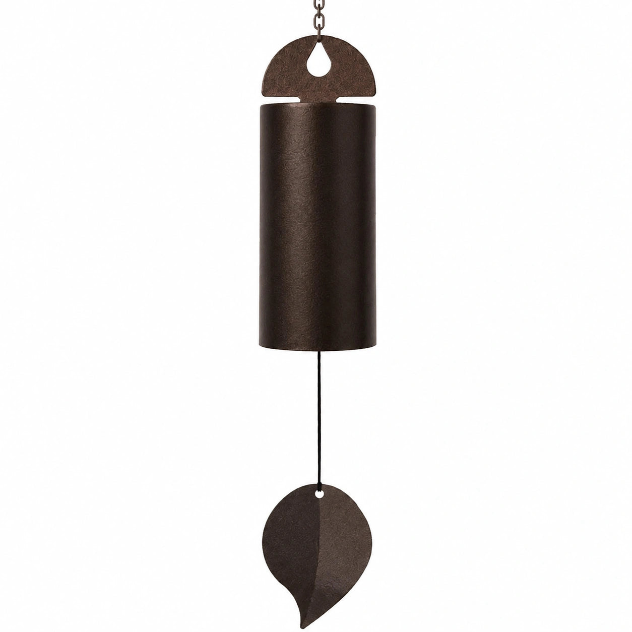 Campana a vento nera con foglia decorativa per esterni