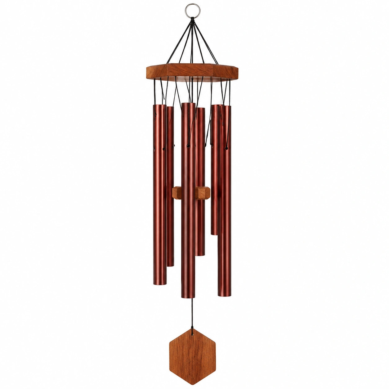 Carillon a Vento da Esterno in Metallo 6 Tubi Rosso 100 cm