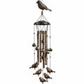 Carillon eolico decorativo con uccellini in bronzo