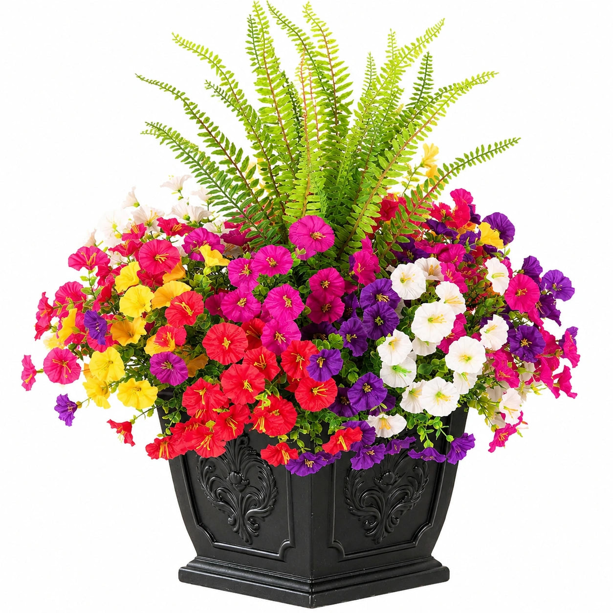 Composizione Floreale Artificiale Multicolore con Vaso Elegante