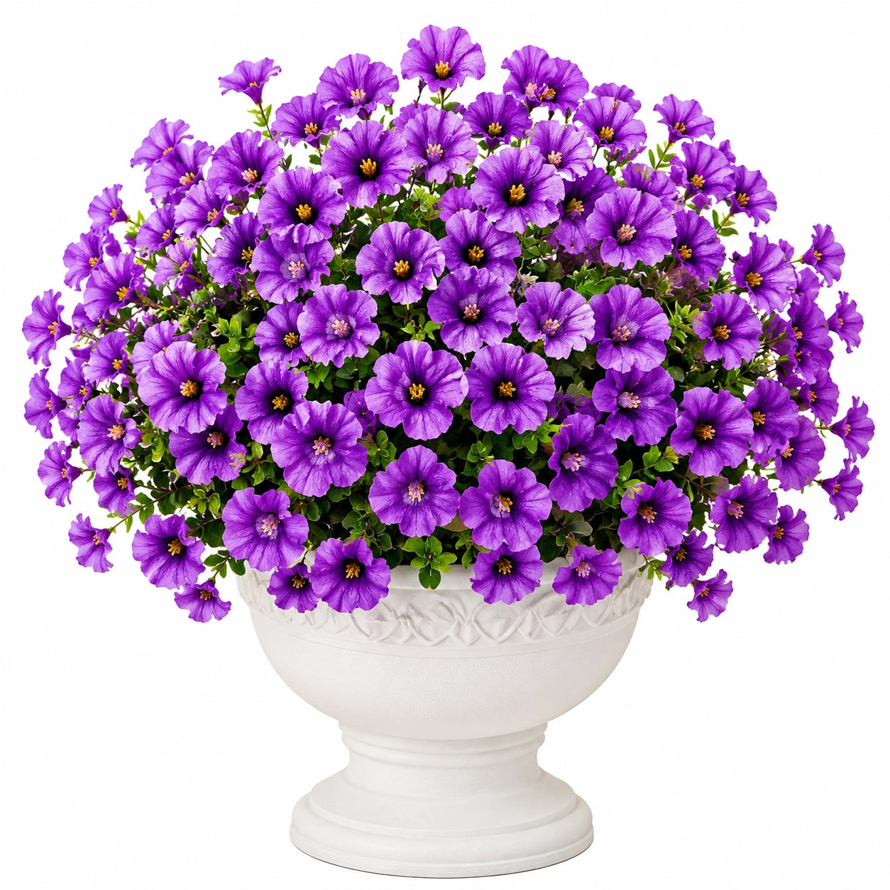 Pianta Artificiale Petunia Viola in Vaso Decorativo Bianco