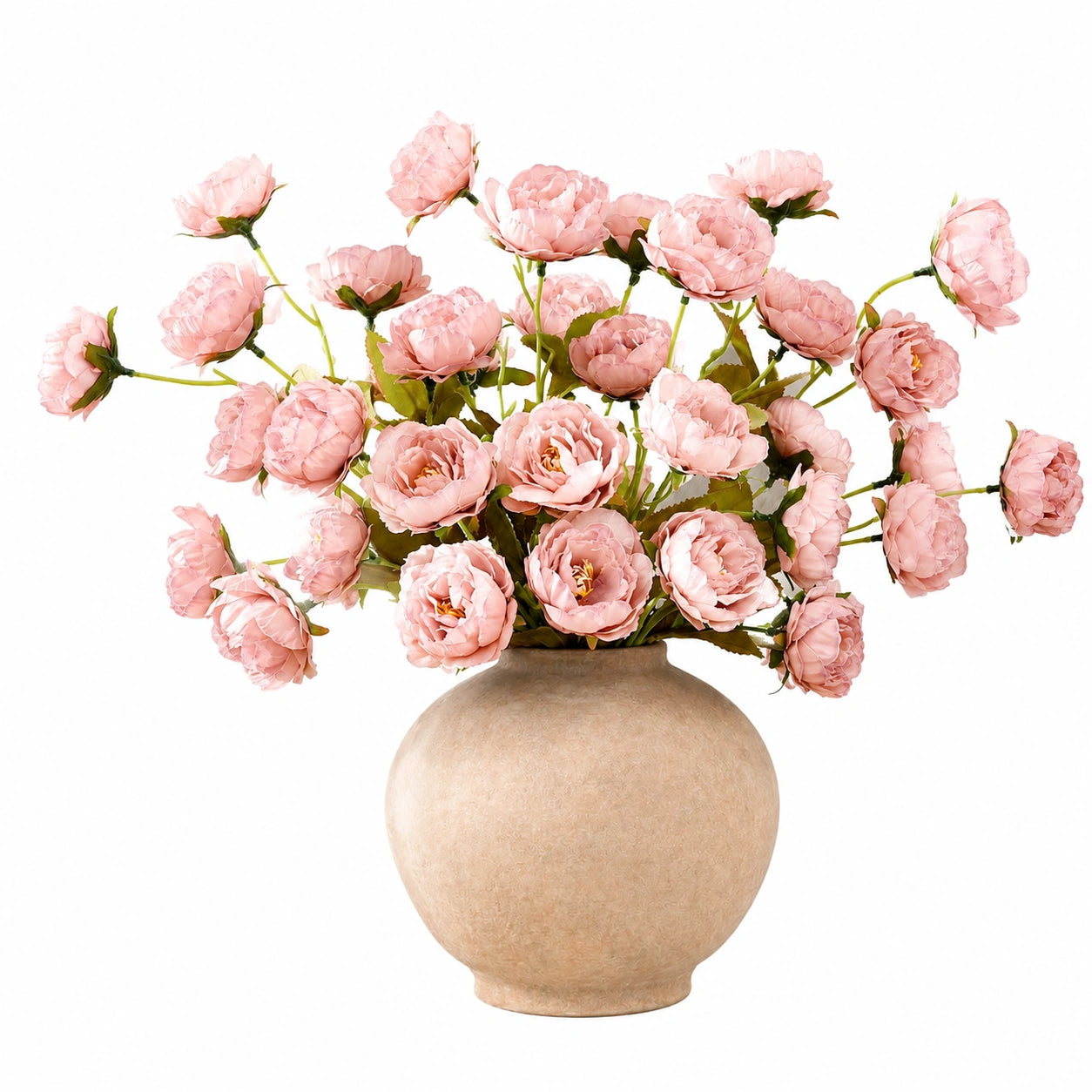 Bouquet di Peonie Artificiali Rosa con Vaso Decorativo