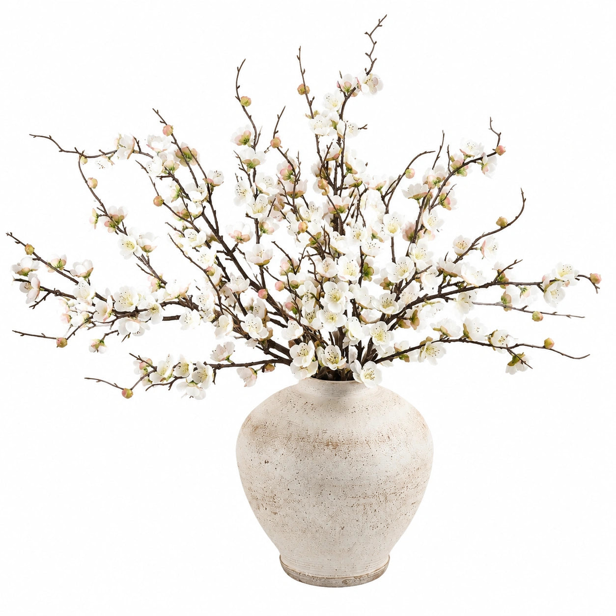 Fiori Artificiali Decorativi in Vaso Bianco/Rosa - Altezza 75 cm