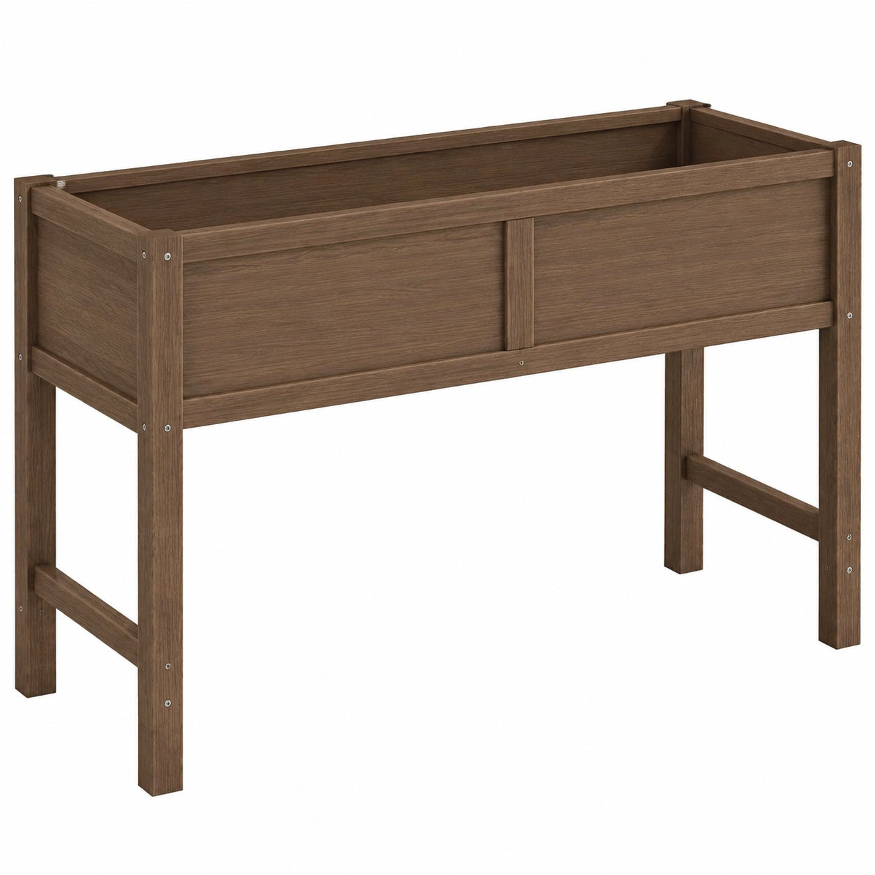 Fioriera rialzata in legno color noce con drenaggio 120x30x75 cm