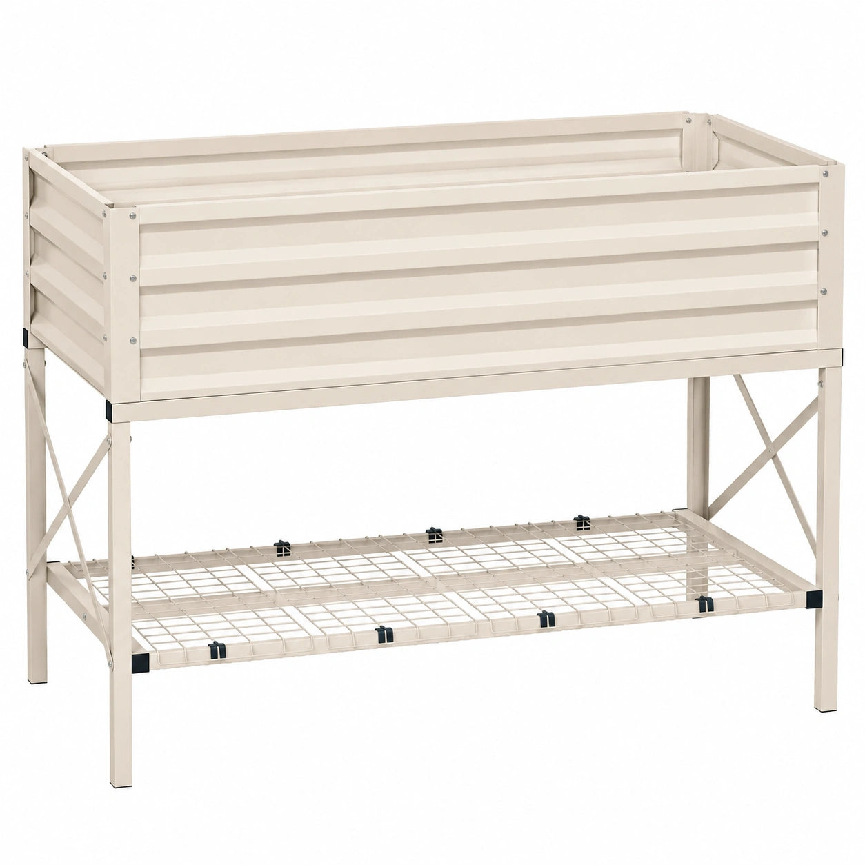 Letto Rialzato da Giardino in Metallo Bianco Crema