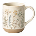 Tazza in Ceramica Crema con Incisione Floreale