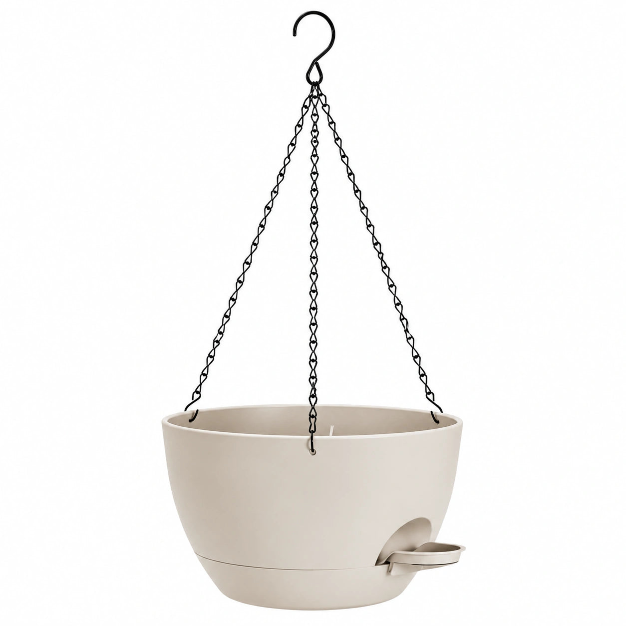 Vaso Sospeso Beige con Catene e Sistema di Drenaggio