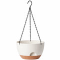 Vaso da Appendere Bianco e Terracotta con Foro di Drenaggio