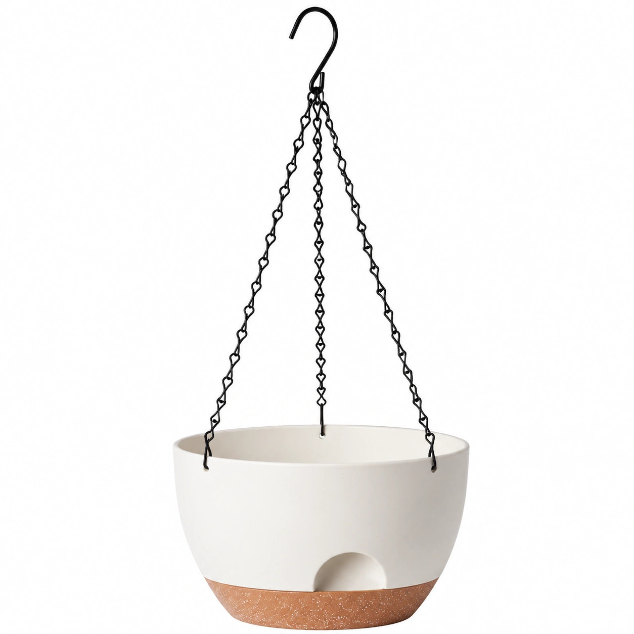 Vaso da Appendere Bianco e Terracotta con Foro di Drenaggio
